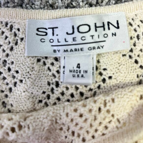 VINTAGE St. John Collection Cream Knit Sweater, Women’s Sz 4, Made in USA Classy - Picture 3 of 11